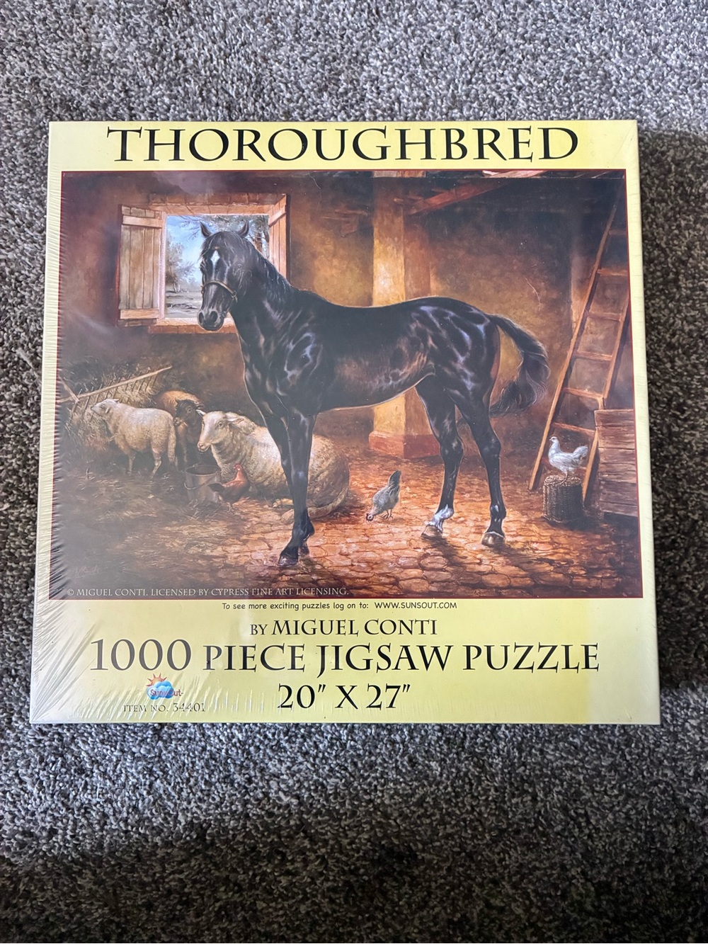Thoroughbred 1000-Piece Jigsaw Puzzle by Miguel Conti - Black Horse
